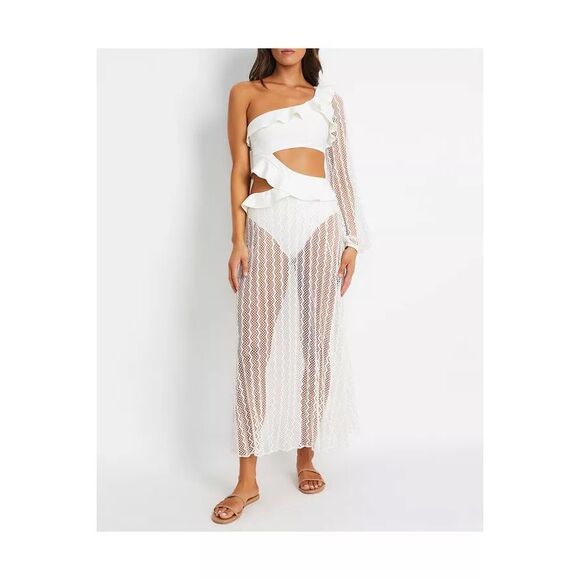 PatBO Dresses & Skirts - PatBO One Shoulder Cut-Out Beach Dress